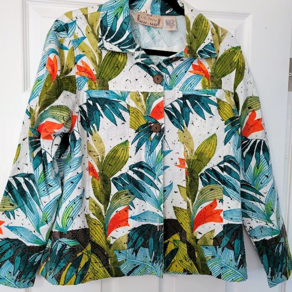 Life Style tropical floral cotton jacket Size‎ M